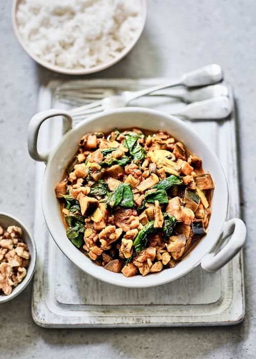 Walnut, Aubergine & Mushroom Keema Curry - California Walnuts